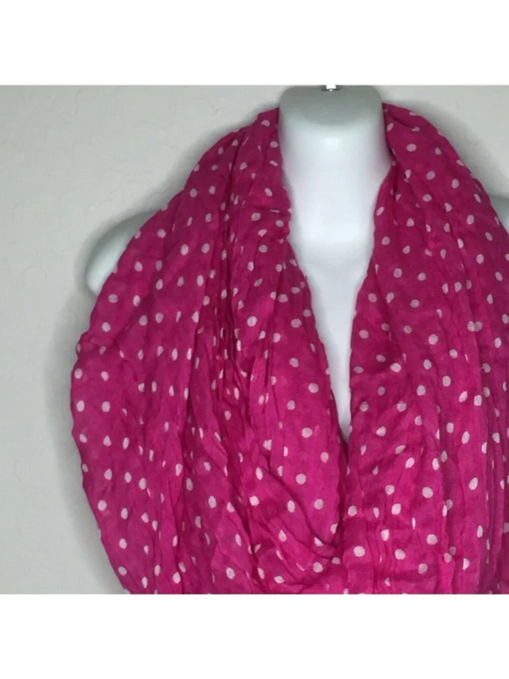 Womens Pink White Polka Dot Scarf Accessories Fashion One Size 38